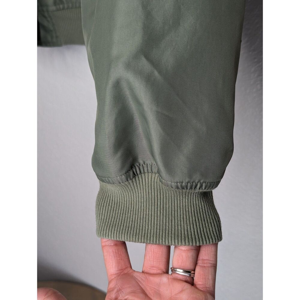 Victoria's Secret PINK Full Zip Flight Jacket Sz XS Sage Green White Bomber - Picture 5 of 6